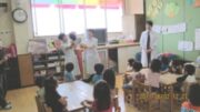 松山市　小坂３　認定こども園子羊園にて、 岡 矯正歯科　院長、スタッフ２名　６カ月〜４歳児の歯科検診を行う